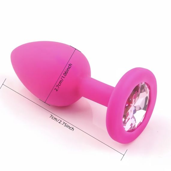 Анальна пробка з кристалом, рожева анальна пробка, анальна пробка зі стразою маленька S | Зображення 4
