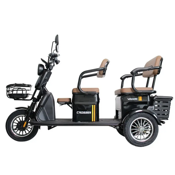 Електротрайк Crosser Vagon TR-4 1000W 72V 24Ah, триколісний електроскутер 3 місця до 60 км (чорний) | Зображення 6
