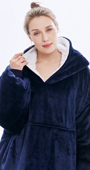 Плед Толстовка з Капюшоном і Руковами Huggle Hoodie 3-в-1 (Синій) Плед із Руковами Двосторонній Халат Домашній | Зображення 5