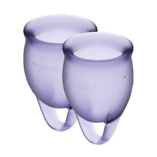 Набір менструальних чаш Satisfyer Feel Confident (lila), 15мл та 20мл, мішечок для зберігання sexstyle