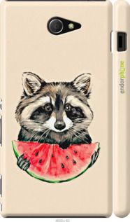 Чохол на Sony Xperia M2 D2305 Єнотик з кавуном "4605m-60-2448"