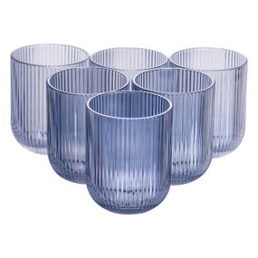 Набір склянок 6 шт скляні склянки 250 (мл) для соку, лимонаду, коктейлів склянки для напоїв Блакитний HP7112BL