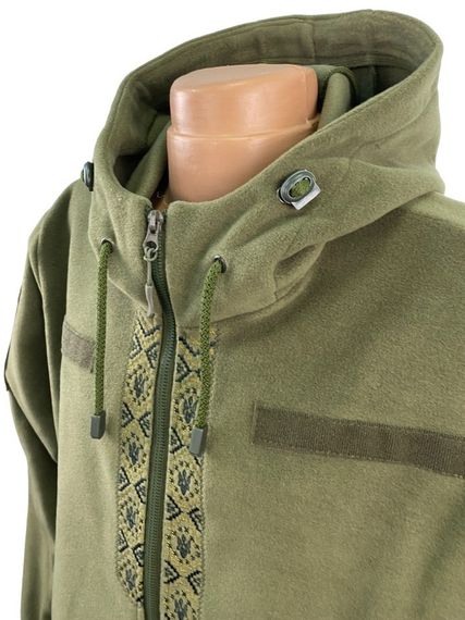 Кофта Tactic4Profi флис хаки с капюшоном с вышивкой Орнамент№2 р. 5XL (58) | Зображення 1