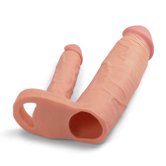 Насадка на член - Pleasure X-Tender Double Penis Sleeve Add 2" Flesh | Зображення 5