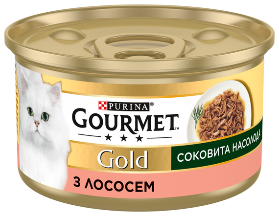 Влажный корм Purina GOURMET GOLD для взрослых котов, лосось 85г | Зображення 1