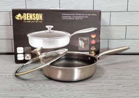 Cковорода глубокая Benson из нержавеющей стали 24см (BN-586)