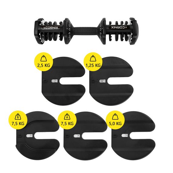 Гантеля з регульованою вагою Cornix 2.5-24 кг XR-0405 Black | Зображення 6