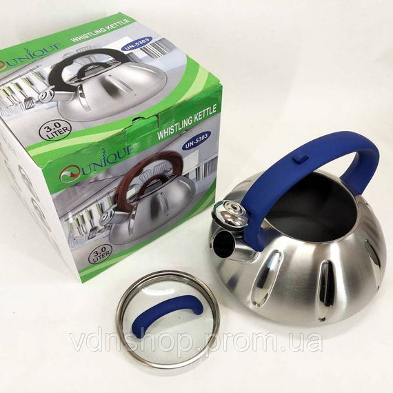 Чайник з нержавіючої сталі з пищалкою Unique, Чайник нержавіючої сталі якісний на кухню 3 л SN-15 | Зображення 4