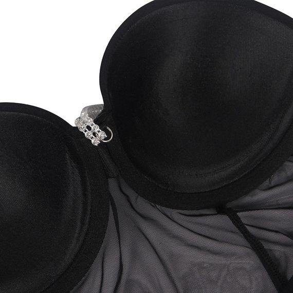 Боді напівпрозоре Star Night з діамантовим поясом, чорне, XL-XXL sexstyle | Зображення 3