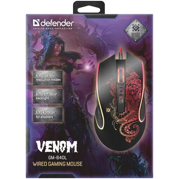 Мишка Defender Venom GM-640L Black (52640) | Зображення 4