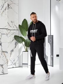 Спортивный костюм мужской из двунитки AleX Модель 2908 Черный, 48-50