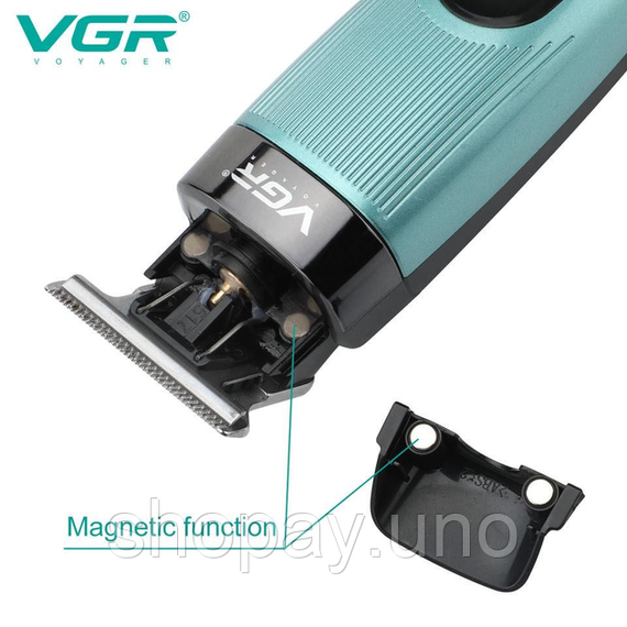 Беспроводная машинка для стрижки волос + 4 насадки, USB, VGR-975 / Аккумуляторный триммер для волос и бороды | Зображення 4