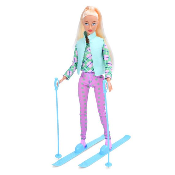 Детская кукла "Лыжница" 8520(Turquoise) бирюзовый, шарнирная 29 см