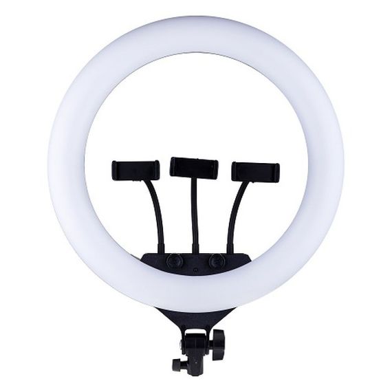 Кільцева LED лампа RGB MJ45 Ring 45 см комплектація адаптер із вбудованим кабелем, тримачі для телефону, пульт | Зображення 6