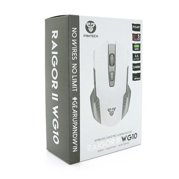 Миша бездротова Fantech WG10 RAIGOR II, 6 кнопок, 800-2000 DPI, Win7 / 8/10 Mac OS, White, COLOR BOX | Зображення 1