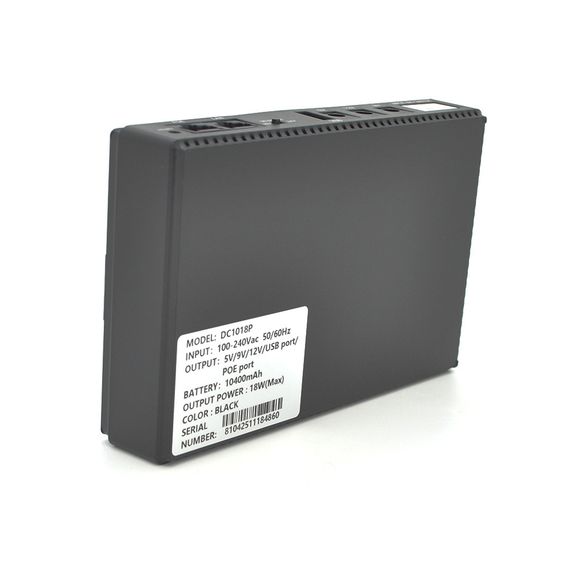 ДБЖ для роутерів/комутаторів DC1018P, 18W, Output: USB-5V, DC-5V/9V/12V, POE-15/24V, 1/2A, Li-ion 10400mAh, 160х105х32мм, 385 | Зображення 1