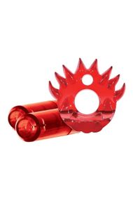 Эррекционное кольцо с двумя вибропулями Zero Tolerance Flame Thrower красное, 5 см Sex Aura