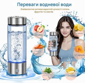 Компактний іонізатор водневої води 420 мл USB зорядкою сріблястий