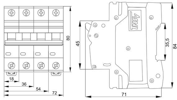 Автоматический выключатель ВА18-60 3Р 20А 6кА х-ка C Ny95504748 | Зображення 4