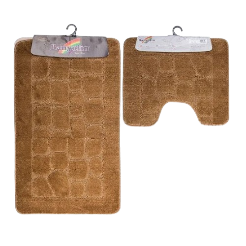 Набір килимків для ванної 2шт 50*80см+40*50см мікс коричневий камінь ELIF