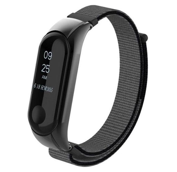 Нейлоновий ремінець Primo для фітнес-браслета Xiaomi Mi Band 3 - Black&Grey | Зображення 1