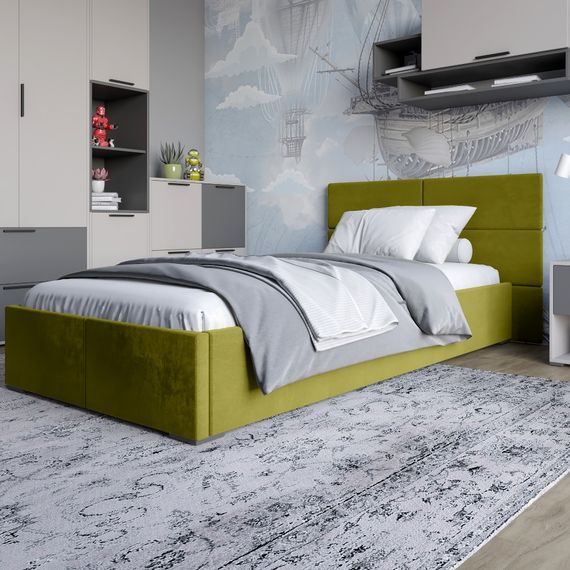 Односпальне ліжко LION Краш Лілі 35 велюр (Зелений) 90х200 см (LION-044163)