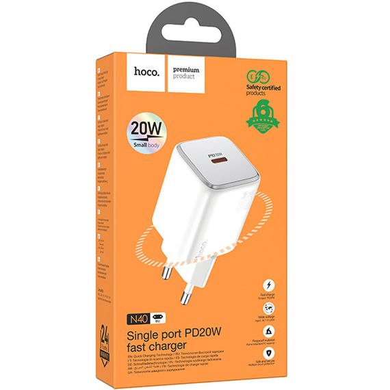 МЗП Hoco N40 Mighty PD20W (1USB-C) White | Зображення 4