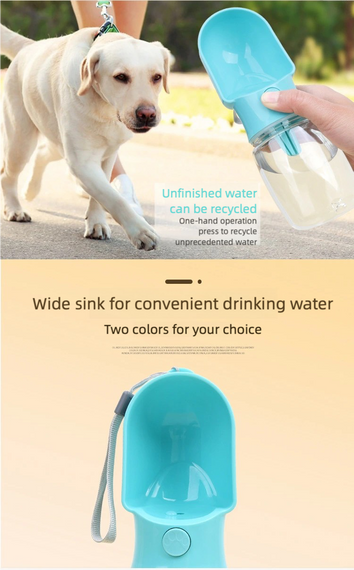 Дорожная Поилка Для Собак с Отсеком Для Корма 180 мл 2в1 Портативная Прогулочная Бутылочка 320 мл Розовая | Зображення 8