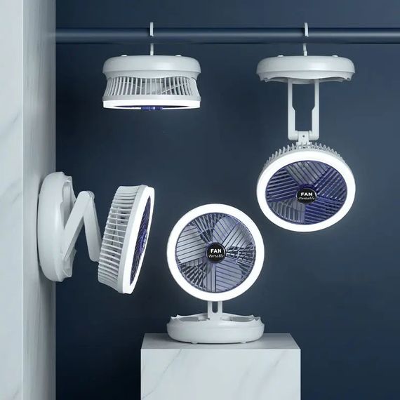 Настільний складний вентилятор Folding Fan 2in1 with Night Light White | Зображення 2