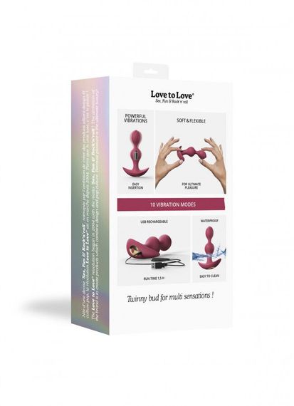 Анальний стимулятор, гнучкий з вібрацією Love To Love TWINNY BUD, Plum | Зображення 5