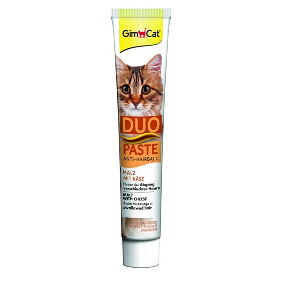 Паста GimCat DUO PASTE Anti-hairboll malt with cheese для котів з чутливим травленням усіх порід мальт та сир 50г | Зображення 1