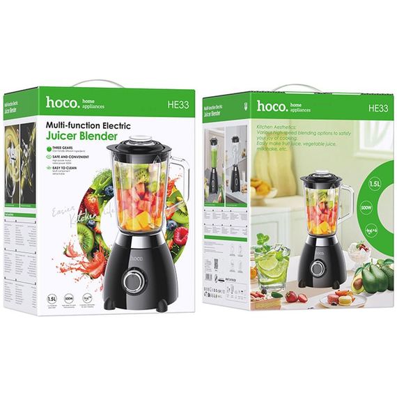 Блендер Hoco HE33 Electric Retro Juicer 500W (1.5L) Black | Зображення 4