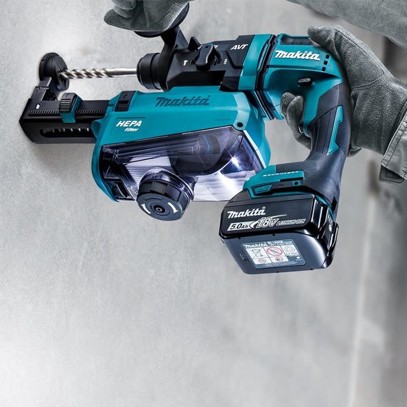 Перфоратор аккумуляторный с системой пылеудаления Makita DHR182ZWJ (LXT, 1.7 Дж, SDS-PLUS, DX05, без аккумуляторов и зарядного устройства) | Зображення 7