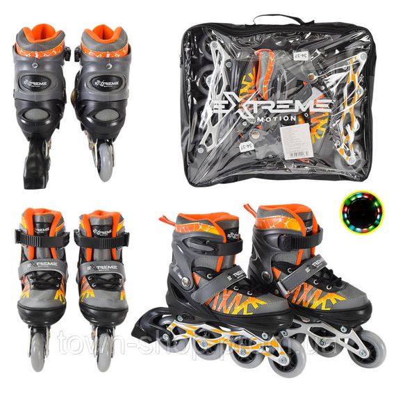 Детские ролики Extreme Motion RL2436 светящиеся колеса, серый, S (30-33) | Зображення 1