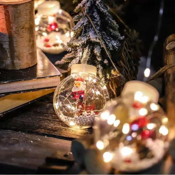 Гірлянда завіса штора Кулі з наповненням Дід Мороз, 3м, 10 куль LED USB | Зображення 2