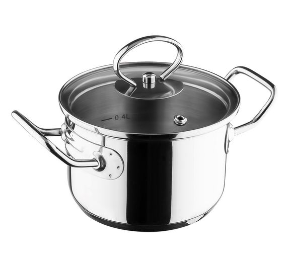 Каструля Vinzer Mini 50086, 0.8 л, 12 см, з нержавіючої сталі з кришкою, для всіх типів плит