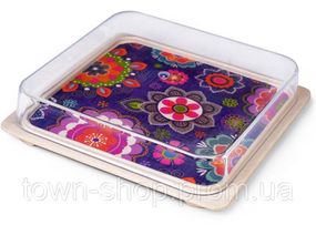 Емкость для хранения продуктов Fissman Purpur 16x16x3см из бамбукового волокна, с пластиковой крышкой FN-8954