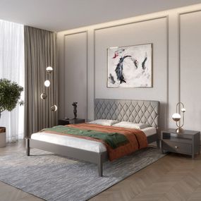 Полуторне дерев&#039;яне ліжко Mebigrand Венеція ДК Графітовий (RAL9011)/Аляска 93 (Сірий) 120х190 см