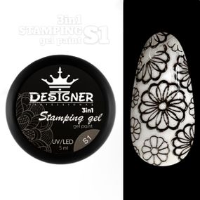 Гель-краска Designer S1 (Черная) Stamping Gel Paint 3в1, 5 мл
