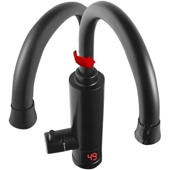 Проточний електроводонагрівач Water Heater 011 з LED дисплеєм 3000Вт Кран з підігрівом води до 60°C Чорний | Зображення 2