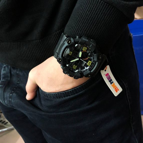 Годинник наручний чоловічий SKMEI 1520BK BLACK, армійський годинник протиударний. Колір: чорний | Зображення 9