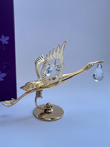 Кришталева мініатюра ручної роботи зі стразами Swarovski: Благородний лелека, 11.5 см | Зображення 2