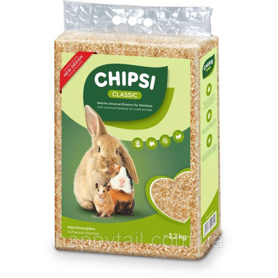 Наповнювач Chipsi для гризунів Класік гігієнічний тирса 60 л/3,2 кг