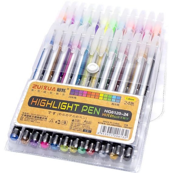 Набір гелевих ручок "Highlight Pen" HG6120-24, 24 кольори | Зображення 1