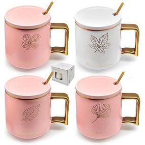 Чашка з кришкою та ложкою Golden leaves 500ml