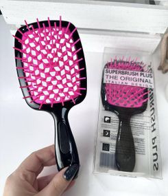 Гребінець для волосся "Super Brush" чорний з малиновим в коробці