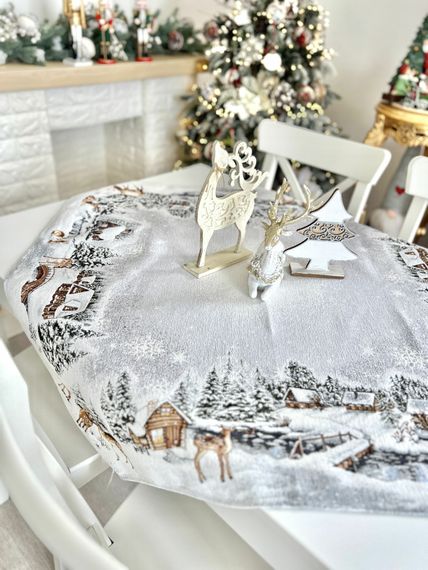 Скатертина гобеленова WINTER Limaso, 97х100, Квадратна, Новорічний, Без люрексу, з мікрофібою, 80% поліестер, 15% бавовна, 5% акрил, Гобелен | Зображення 4