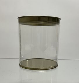 Тубус пластиковый 100*110 пищевой прозрачный с золотой крышкой и дном