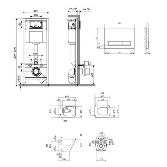 Готове рішення Qtap для ванної кімнати: підвісний унітаз Tern Ultra Quiet 490x365x325 + комплект інсталяції Nest 4 в 1 (лінійна | Зображення 1