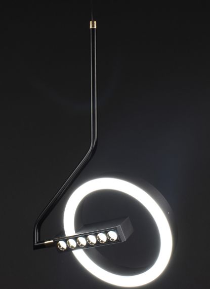 Люстра світлодіодна підвісна LED світильник для квартири на стелю лед 27940 Чорний 50-110х17х24 см. | Зображення 7